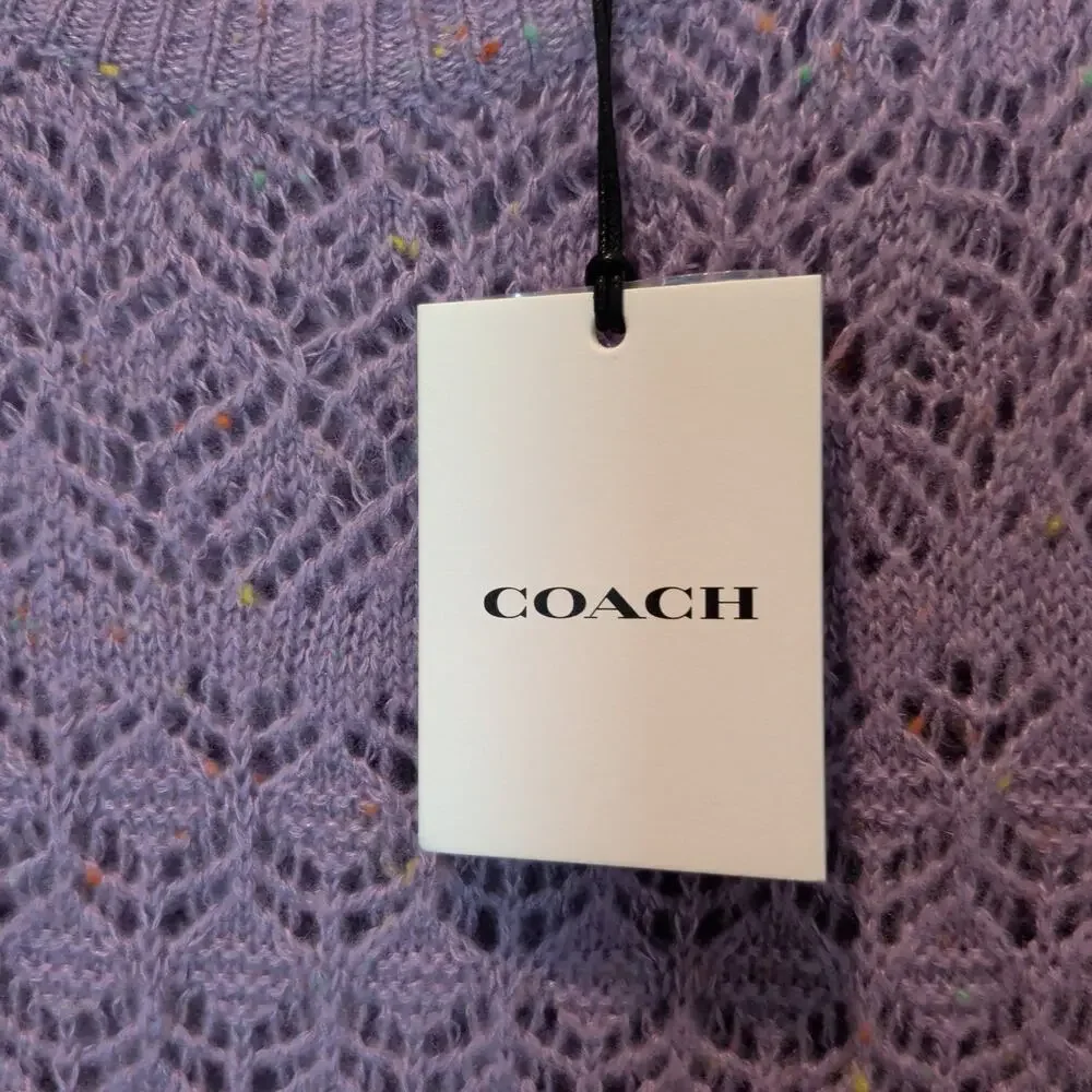 NWT Coach Sz L Lace Knit Midi Dress Purple Wool Linen Cashmere Sleeveless Maxi